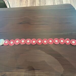 Red and Silver Circular Patterned Belt